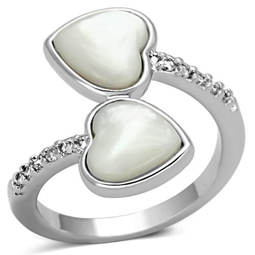 JCE317 Rhodium Brass Ring with Precious Stone Conch in White