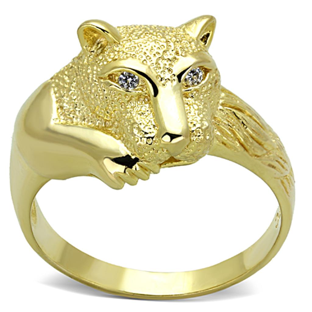 JCES770 Gold 925 Sterling Silver Ring with AAA Grade CZ  in Clear