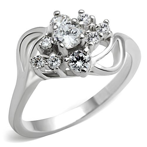 JCE032 Silver 925 Sterling Silver Ring with AAA Grade CZ  in Clear