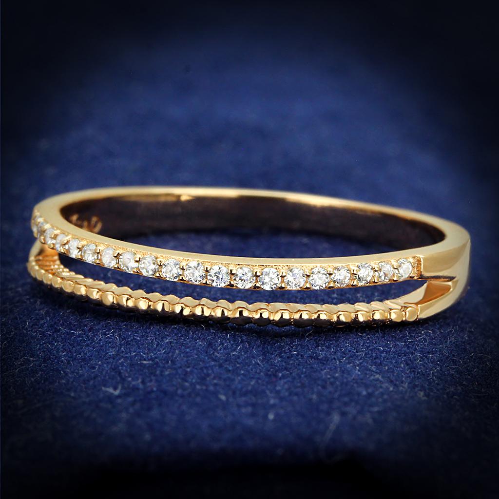 JCE592 Rose Gold 925 Sterling Silver Ring with AAA Grade CZ  in Clear